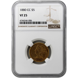 1880-CC $5 Gold Liberty NGC VF-25 (Mintage 51,017)