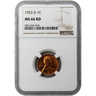1953-D Lincoln Cent NGC MS-66 RD