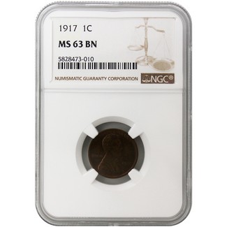 1917 Lincoln Cent NGC MS-63 BN