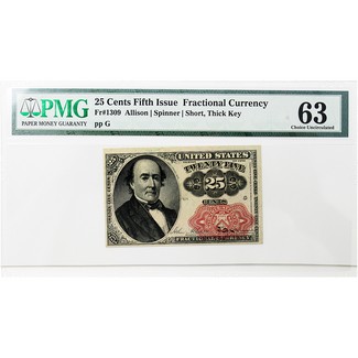 1874 Twenty Five Cent United States Note PMG 63