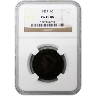 1827 Large Cent NGC VG-10 BN