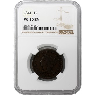 1841 Large Cent NGC VG-10 BN