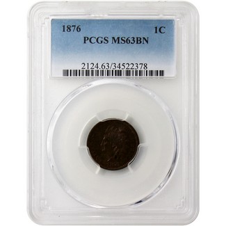 1876 Indian Head Cent PCGS MS-63 BN