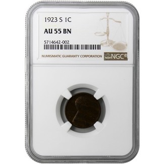 1923-S Lincoln Cent NGC AU-55 BN
