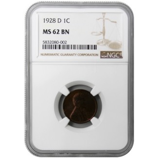 1928-D Lincoln Cent NGC MS-62 BN