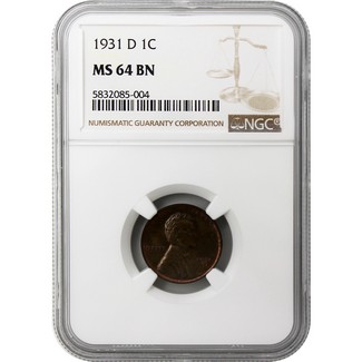 1931-D Lincoln Cent NGC MS-64 BN