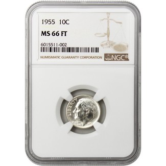1955 Roosevelt Dime NGC MS-66 FT