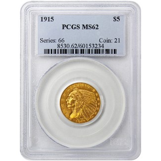 1915 $5 Gold Indian PCGS MS-62