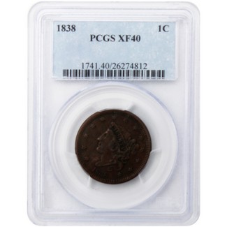 1838 Large Cent PCGS XF-40