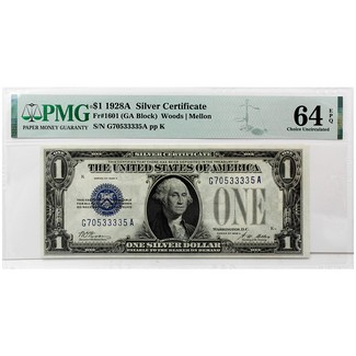 1928A $1 Silver Certificate PMG 64 (EPQ)