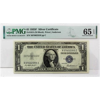 1935 F $1 Silver Certificate PMG 65 (EPQ)