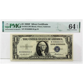 1935F $1 Silver Certificate PMG 64 (EPQ)