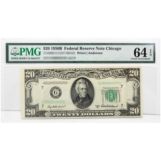 1950B $20 Federal Reserve Note PMG 64 EPQ (Chicago)