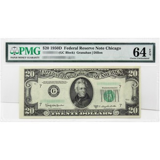 1950D $20 Federal Reserve Note PMG 64 EPQ (Chicago)