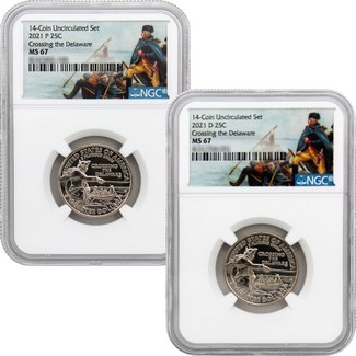 2021 P&D Washington Crossing the Delaware Quarters NGC MS67 + Bonus