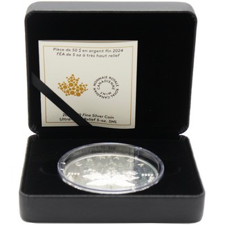 2024 $50 Reverse Proof Canada 5oz Silver Ultra High Relief Maple Leaf Pulsating Forest Fields Coin in OGP