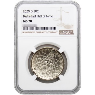 2020 D Basketball Hall of Fame Commem Half Dollar NGC MS70