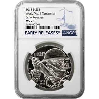 2018 P $1 WWI Centennial NGC MS70 Early Releases