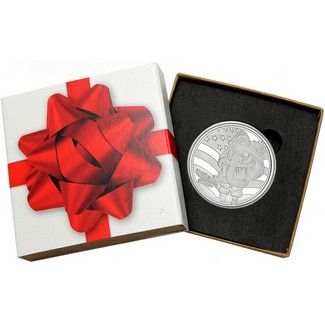 2024 Patriotic Santa American Flag 1oz .999 Silver Medallion in Gift Box