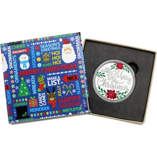 2024 Merry Little Christmas 1oz .999 Silver Medallion Enameled in Gift Box