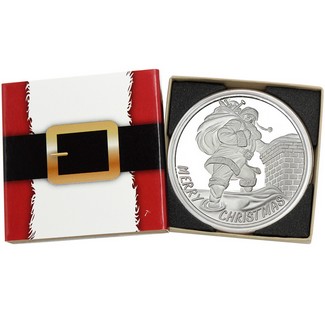 2024 Merry Christmas Santa Chimney 5oz .999 Silver Medallion in Gift Box