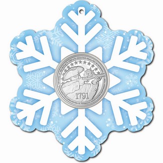 2nd Amendment 1oz .999 Silver Medallion in Foam Ornament Snowflake