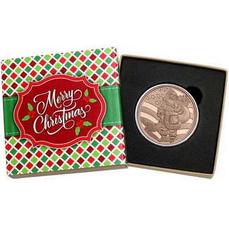 2024 Merry Christmas Patriotic Santa Claus 1 AVDP Ounce Fine Copper Medallion in Gift Box