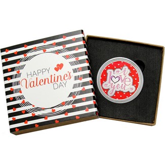 I Love You Hearts 1oz .999 Silver Medallion Enameled in Gift Box