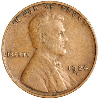 1924 D Lincoln Cent Average Circulated Condition